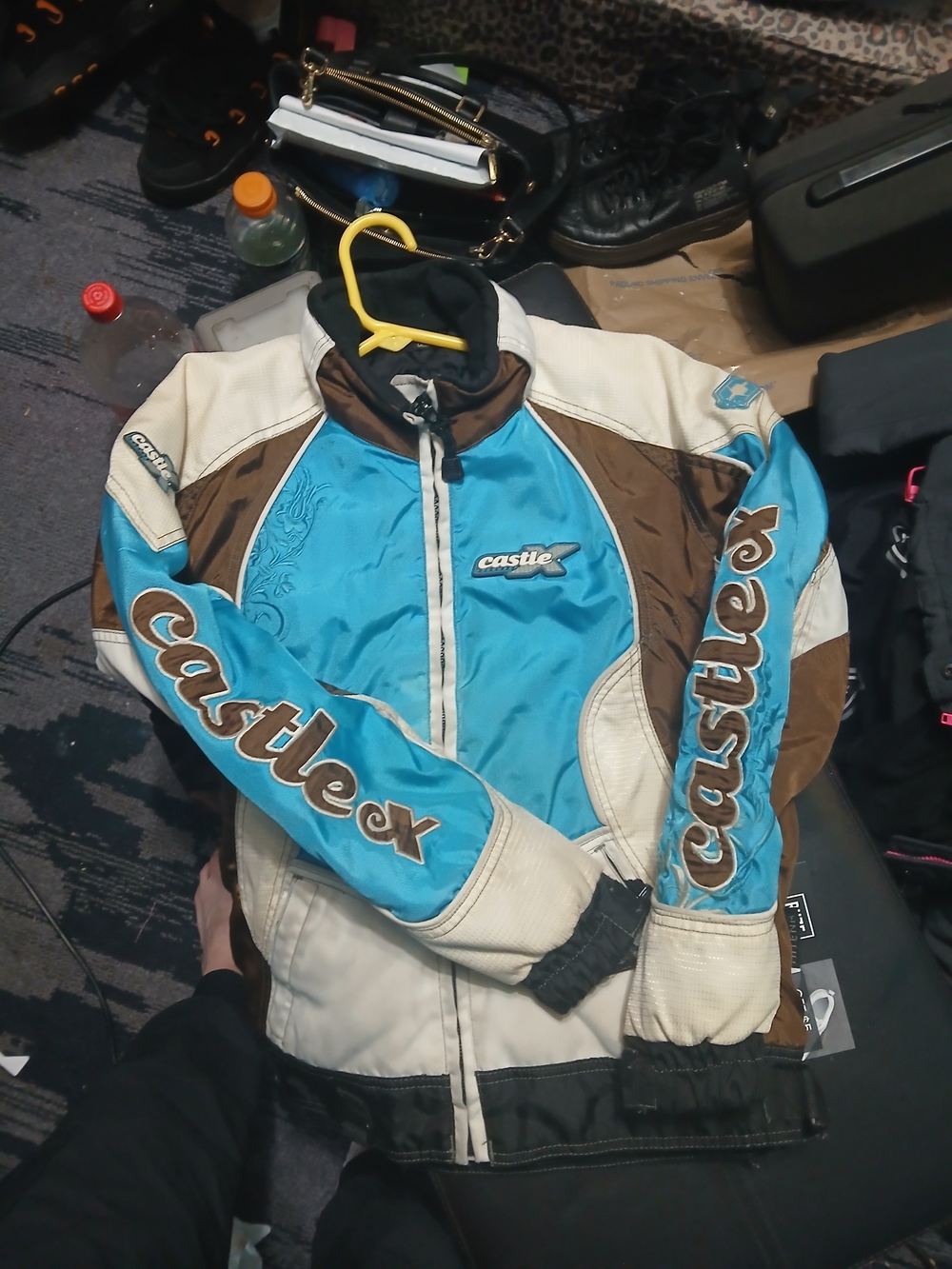 Castle Ski Jacket in Blue, Brown & Cream